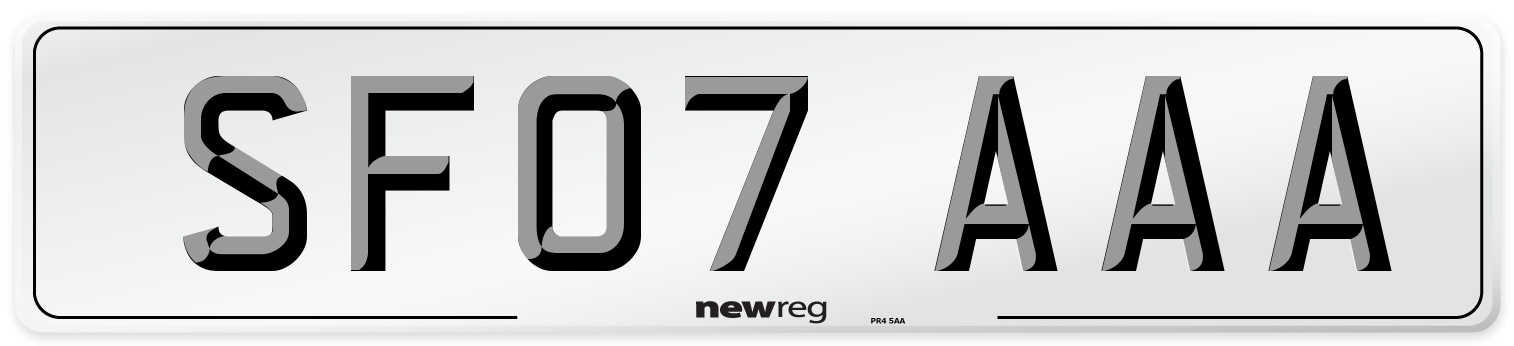SF07 AAA Number Plate from New Reg